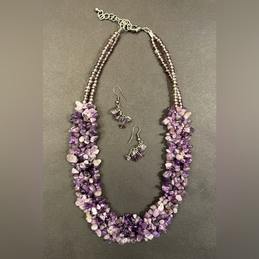 Amethyst Necklace & Earring Set